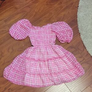 Art Class Pink and White Smocked Top